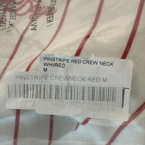 BOGEY BOYS PINSTRIPE CREWNECK - RED MENS SIZE MEDIUM - Picture 6 of 9